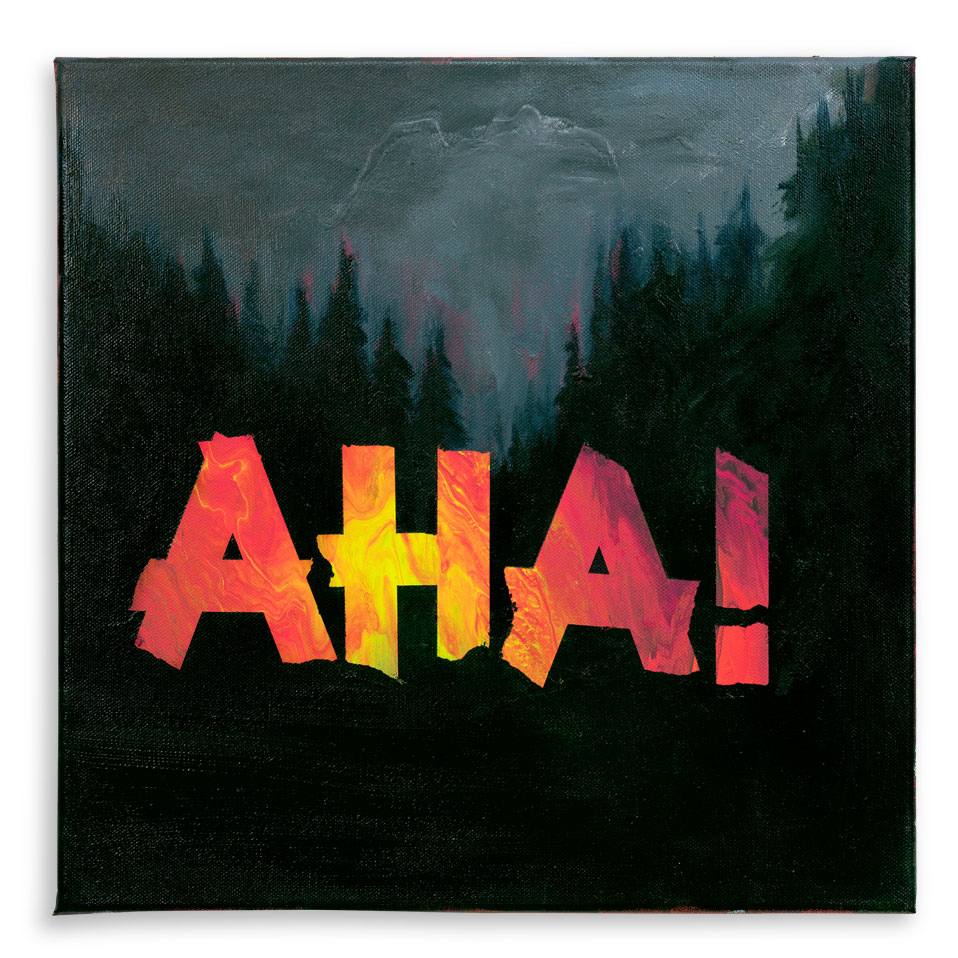 AHA! (Painted Palindromes Series) Öl und Acryl auf Leinwand, 40 x 40 cm, 2024